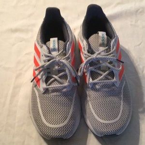 Mens size 8 Adidas athletic shoe, color gray/white. Worn 1 time.